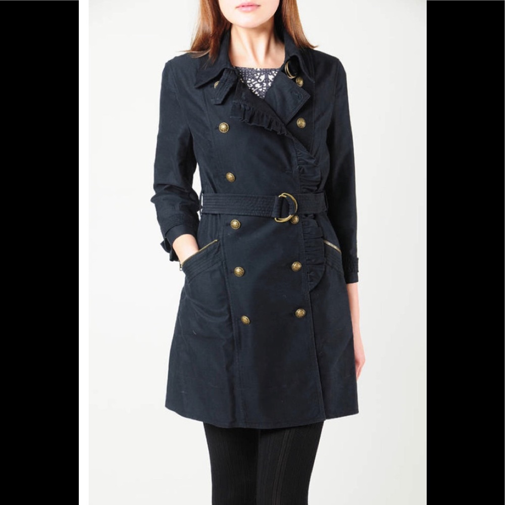 Juicy Couture ruffle trim cropped trench coat